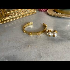 Tory Burch bracelet and Pearl earrings set
